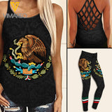 Mexico Criss-Cross Open Back Camisole Tank Top Legging UCHYES2