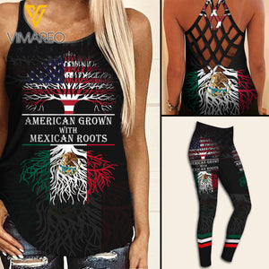 Mexico Criss-Cross Open Back Camisole Tank Top Legging UCHYES3