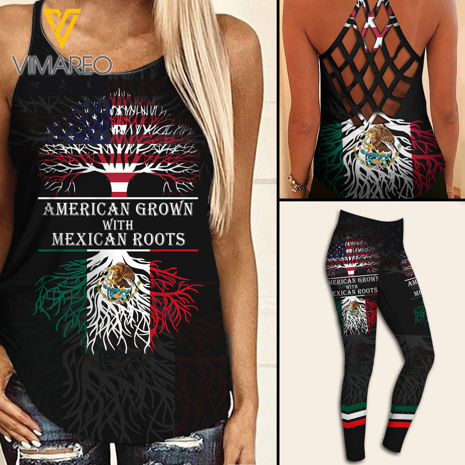 Mexico Criss-Cross Open Back Camisole Tank Top Legging UCHYES3