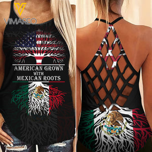 Mexico Criss-Cross Open Back Camisole Tank Top Legging UCHYES3