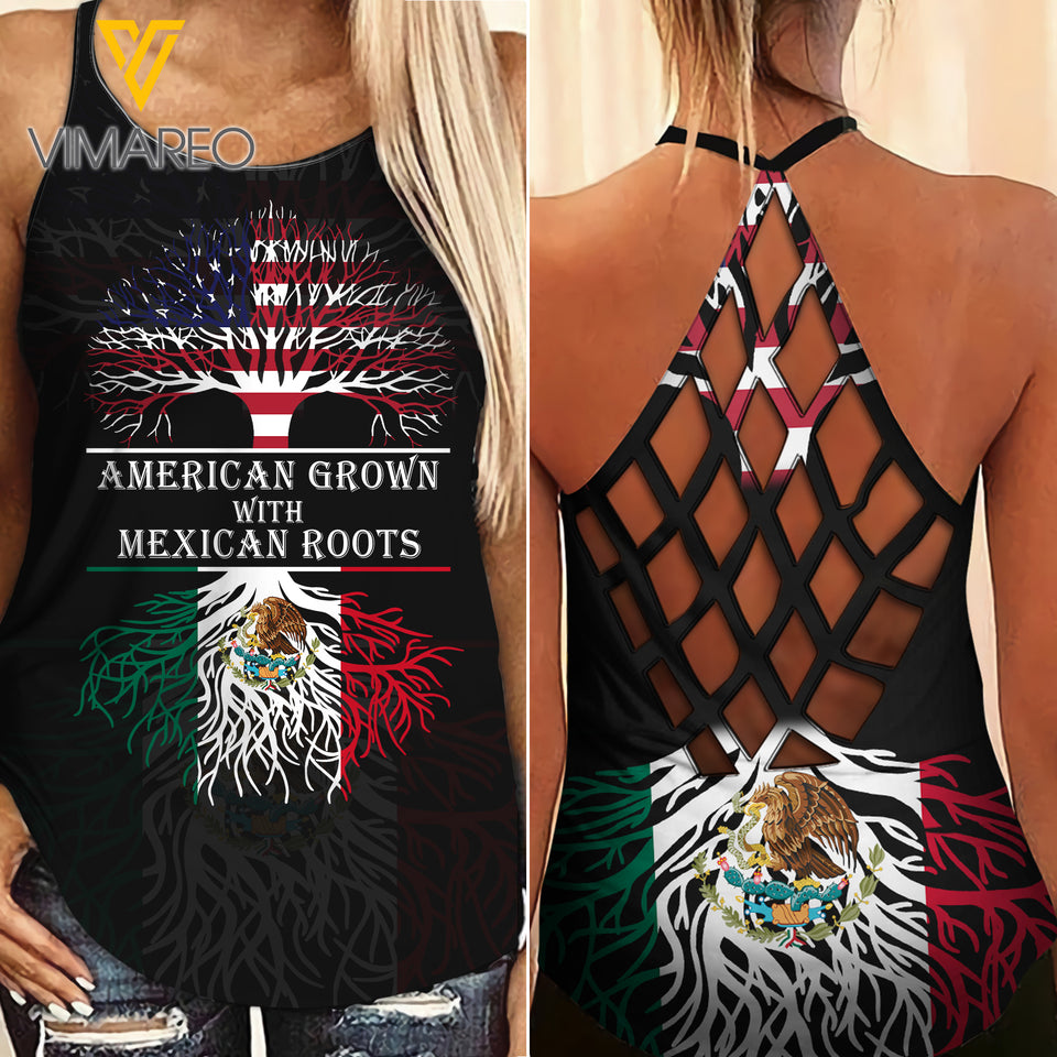 Mexico Criss-Cross Open Back Camisole Tank Top Legging UCHYES3