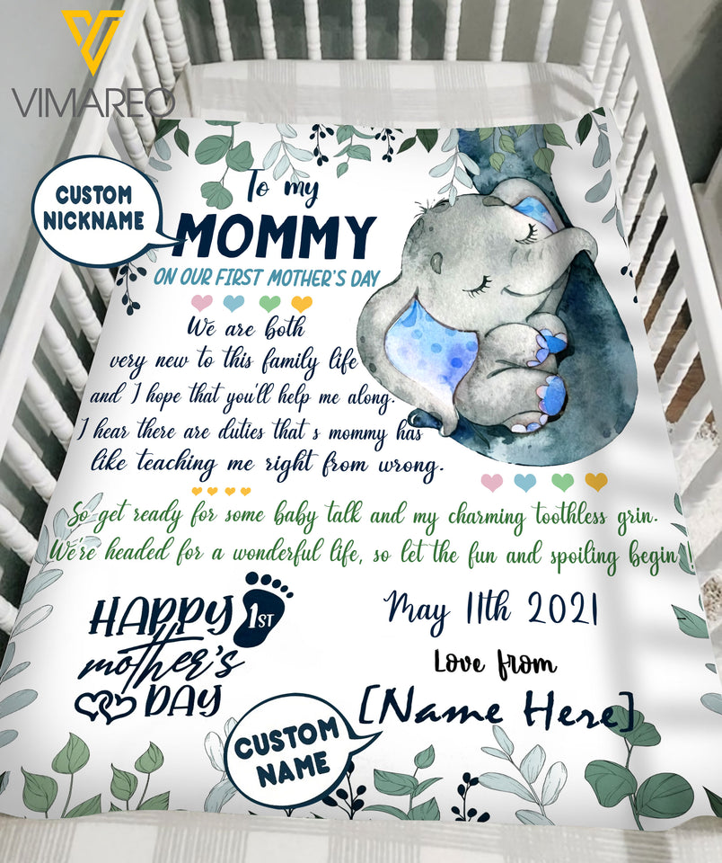 Personalized First Mothers Day Gift First Time Mom Gift Sherpa Fleece Blanket SSKEY