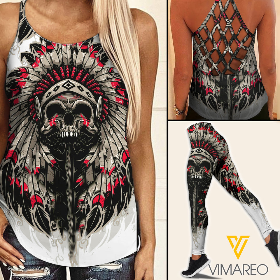 Native Girl Criss-Cross Open Back Camisole Tank Top Legging