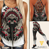 Native Girl Criss-Cross Open Back Camisole Tank Top Legging