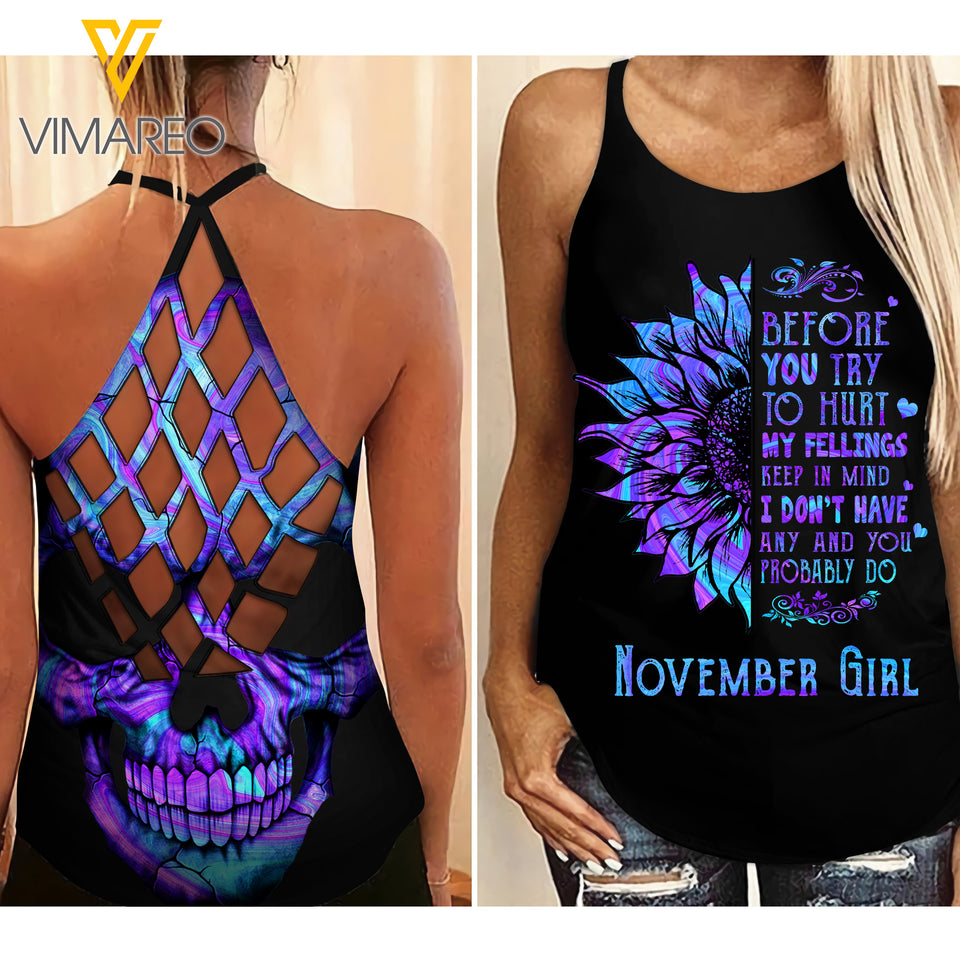 November Girl Criss-Cross Open Back Camisole Tank Top GHMFL