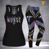 Nurse Criss-Cross Open Back Camisole Tank Top Legging REWUD
