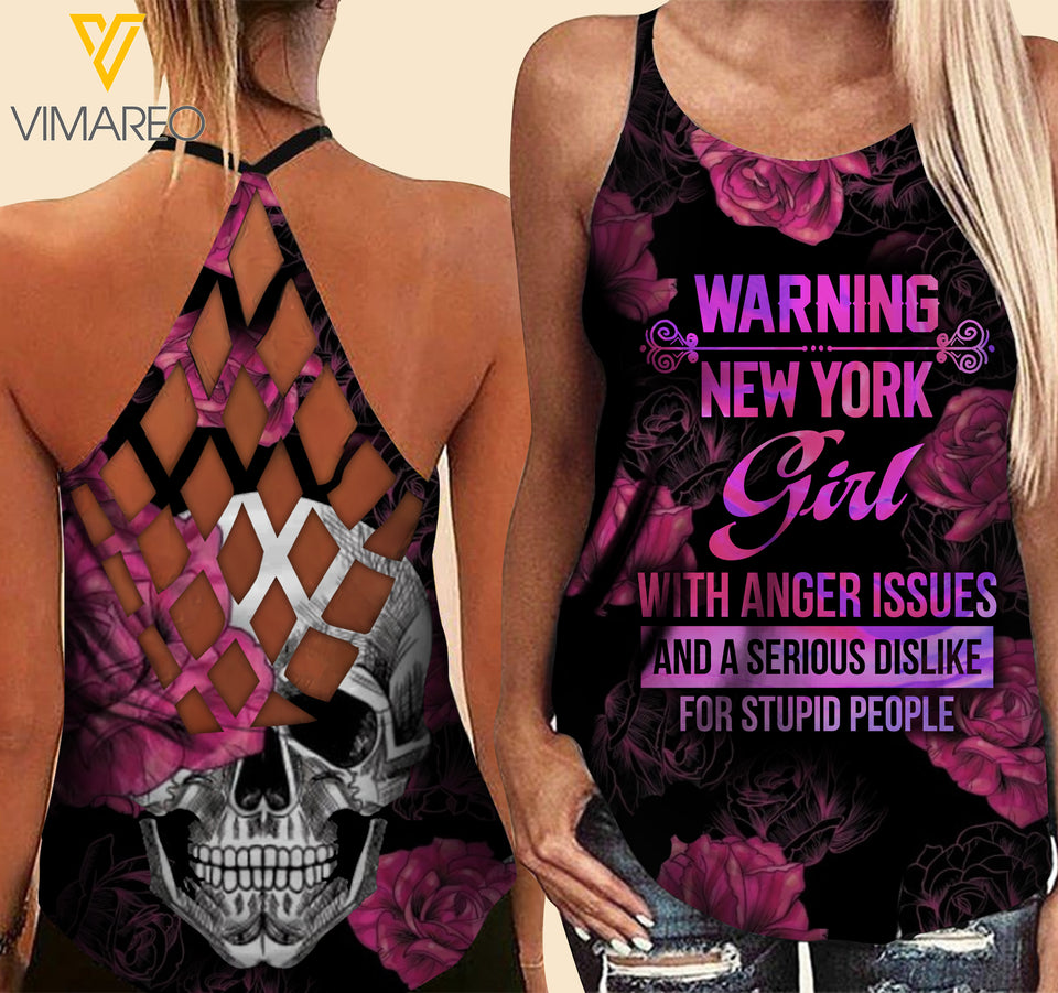 New York Girl Criss-Cross Open Back Camisole Tank Top MDEKJR