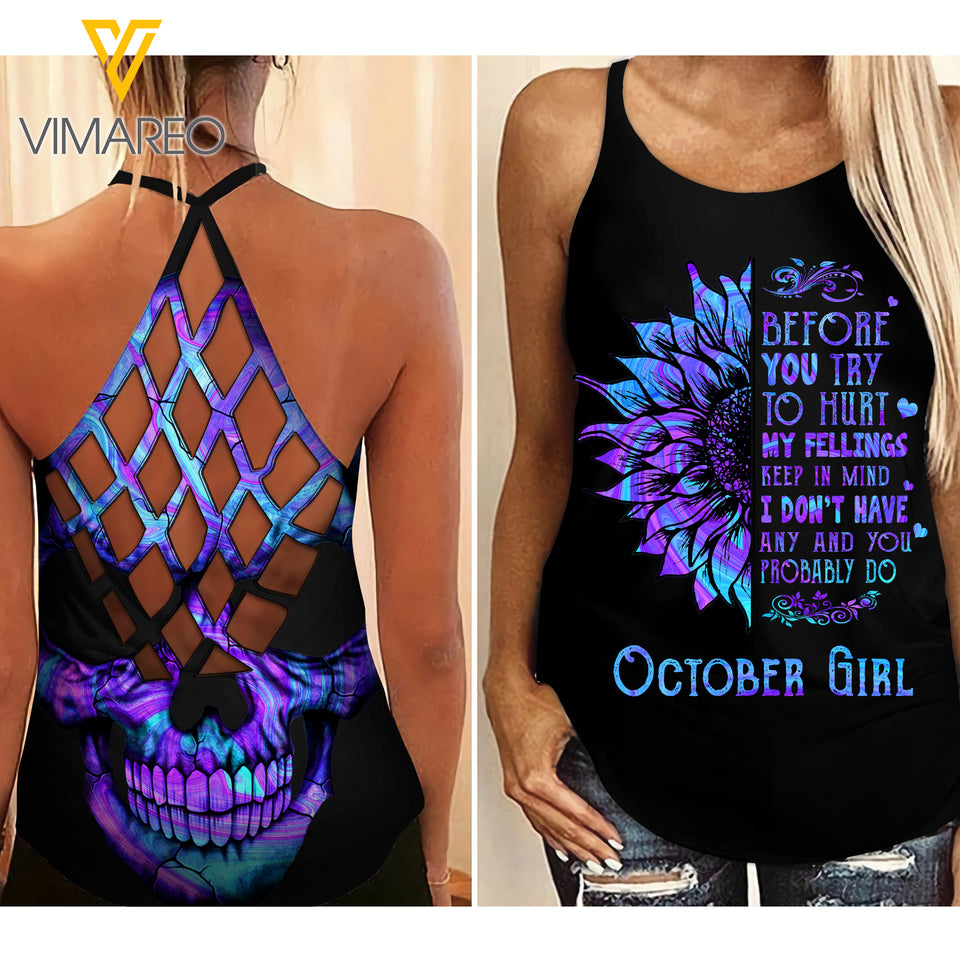 October Girl Criss-Cross Open Back Camisole Tank Top GHMFL