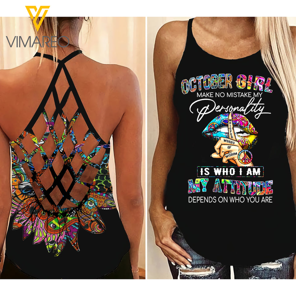 October Girl Criss-Cross Open Back Camisole Tank Top Legging MMDW