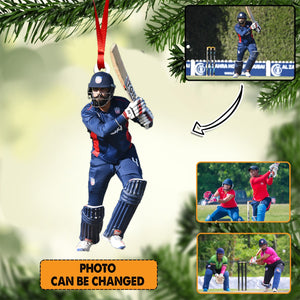 Personalized Image Cricket Christmas Wood Ornament Printed 22OCT-HY03