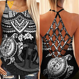 Polynesian Criss-Cross Open Back Camisole Tank Top Legging TSUCE4