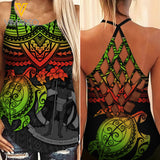 Polynesian Criss-Cross Open Back Camisole Tank Top Legging TSUCE6