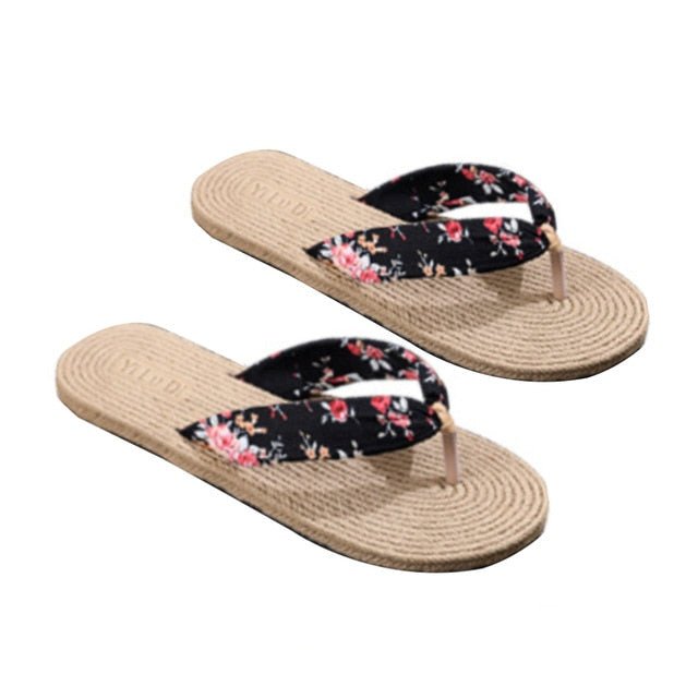Women Shoes Summer Floral Flip Flops Beach Sandals Thongs Slippers