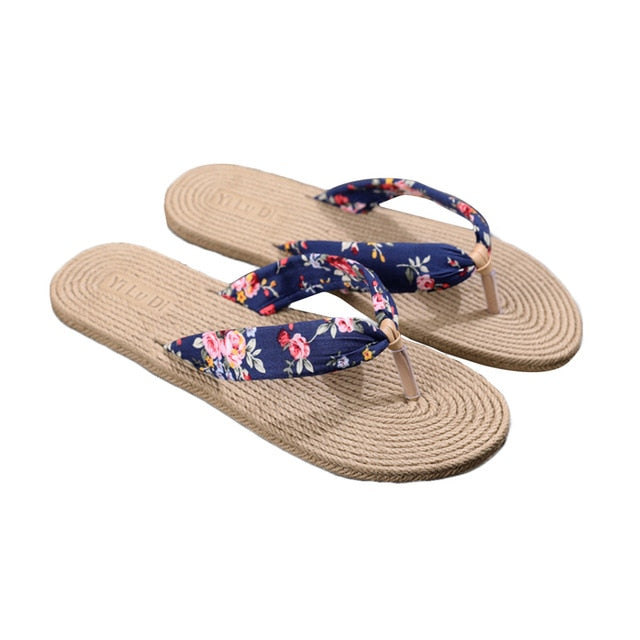 Women Shoes Summer Floral Flip Flops Beach Sandals Thongs Slippers