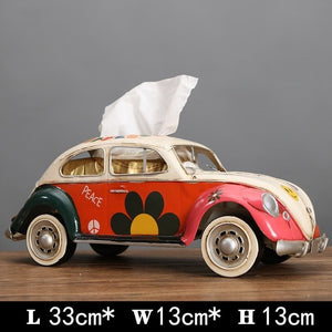 Multicolor Bus Figurines Retro classic cars Tissue Box