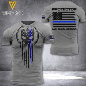 U.S Thin Blue Line TSHIRT 3D PRINTED AUG-NL25