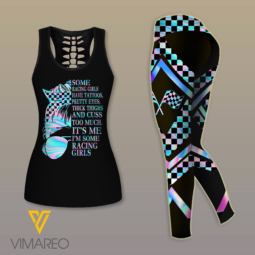 Racing Girl Criss-Cross Open Back Camisole Tank Top Legging MRGCL1