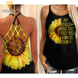 Really Fishing Criss-Cross Open Back Camisole Tank Top TKLKW