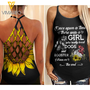 Dogs and Roosters Criss-Cross Open Back Camisole Tank Top CDQSD