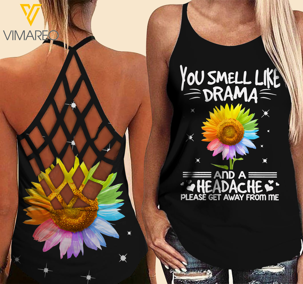 Smell Criss-Cross Open Back Camisole Tank Top AKDJEW