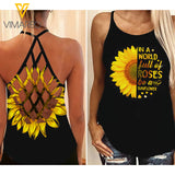 Sunflower Criss-Cross Open Back Camisole Tank Top FLF23 Bea