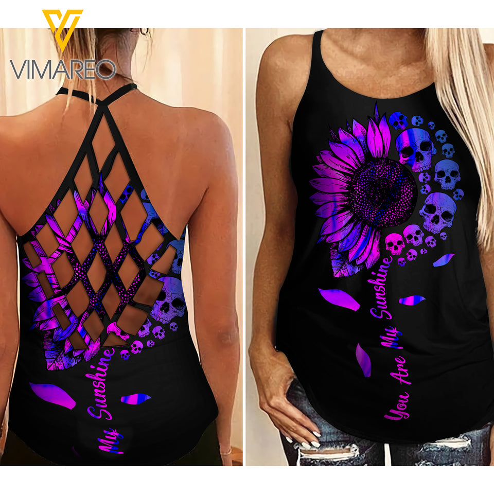 You are my Sunshine Criss-Cross Open Back Camisole Tank Top AKDJEW3