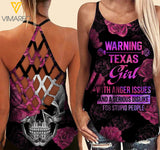 Texas Girl Criss-Cross Open Back Camisole Tank Top MDEKJR