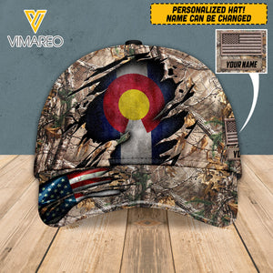 PERSONALIZED HUNTING COLORADO FLAG PEAKED CAP 3D QTVQ0403