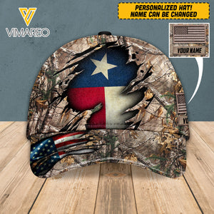 PERSONALIZED HUNTING TEXAS FLAG PEAKED CAP 3D QTVQ0403