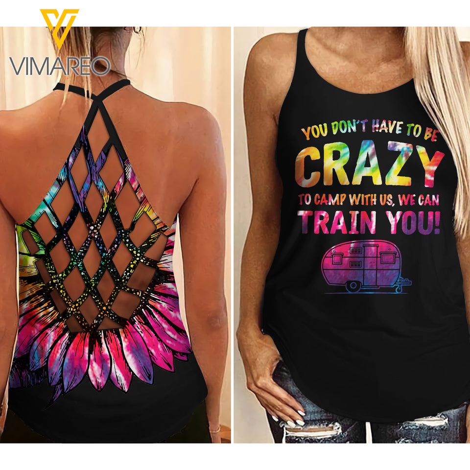 Train Camp Criss-Cross Open Back Camisole Tank Top VBWGE
