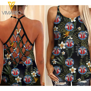 NURSE HAWAII PATTERN CRISS-CROSS TANK TOP