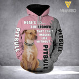 WOMAN WITHOUT PITBULL DOG  3D HOODIE PRINTED TNVQ2309
