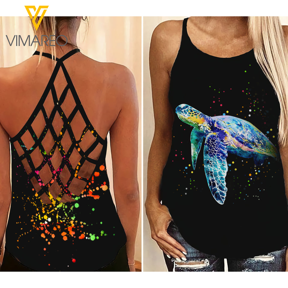 Turtle Criss-Cross Open Back Camisole Tank Top CMJEW