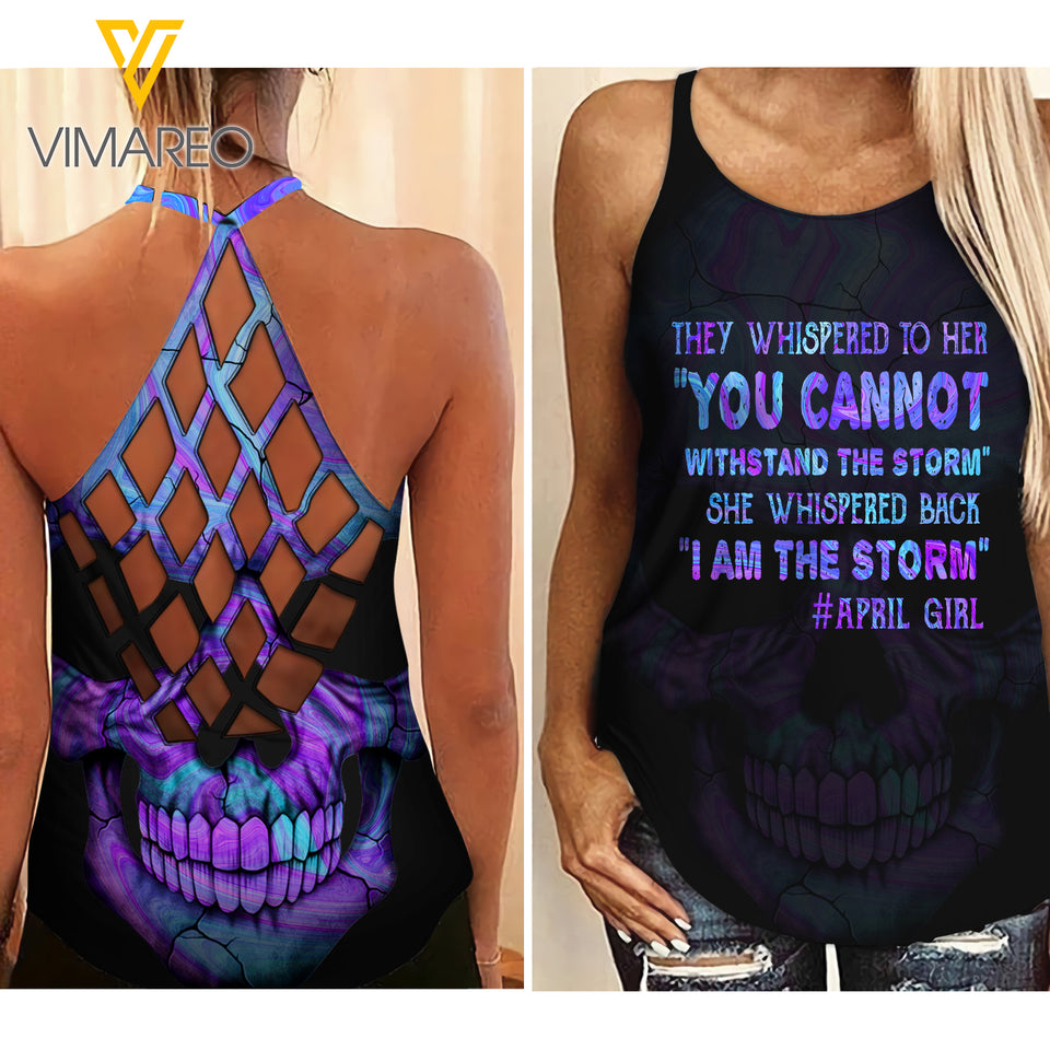 April Girl Criss-Cross Open Back Camisole Tank Top WSTTSK