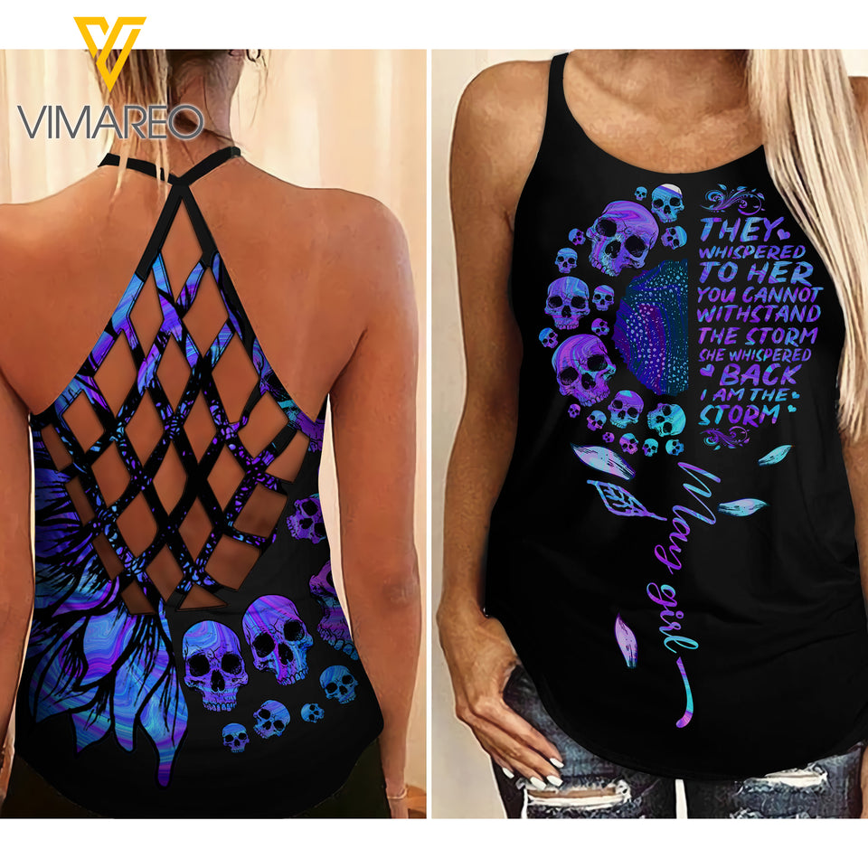May Girl Criss-Cross Open Back Camisole Tank Top AKXJD